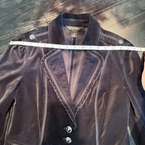 Black, Velvet Military Jacket - Picture 5 of 5